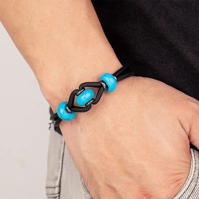 Amethyst Crystal Stone Double Leather Relieves Stress Bracelet