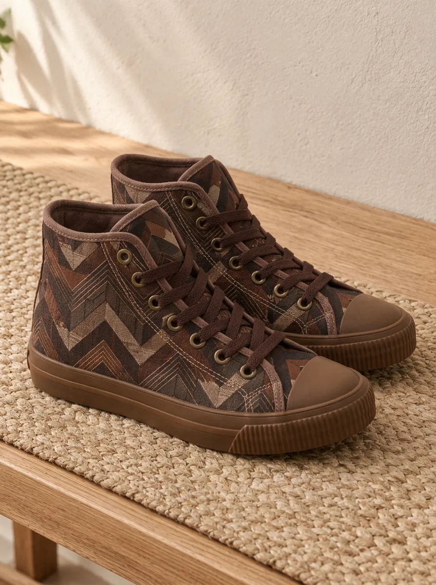 Men's Modern Geometric Chevron Patterned Canvas Shoes
