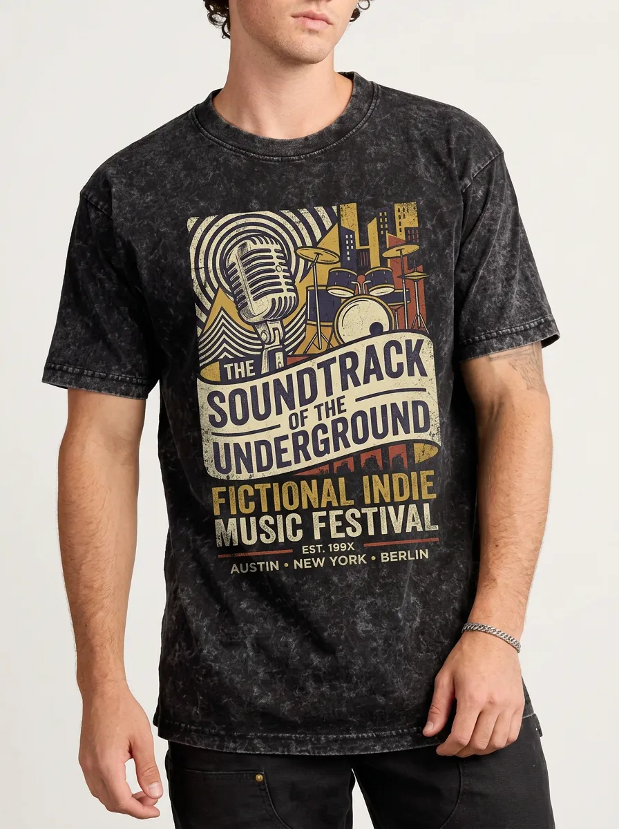 Men's Indie Music Festival Underground Band Printed T-shirt