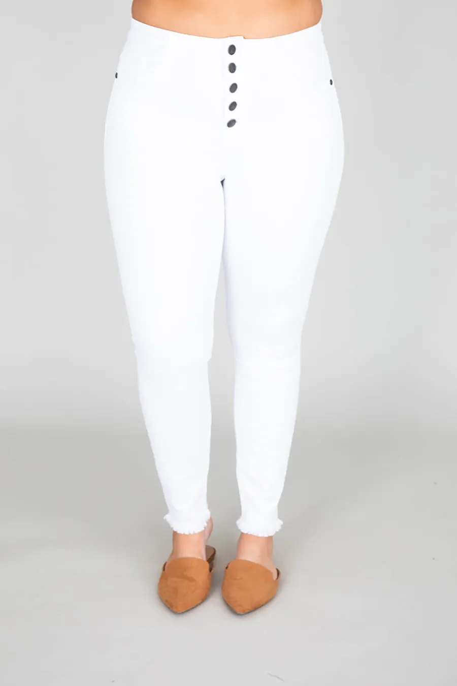 Elegant High Rise White Jeans