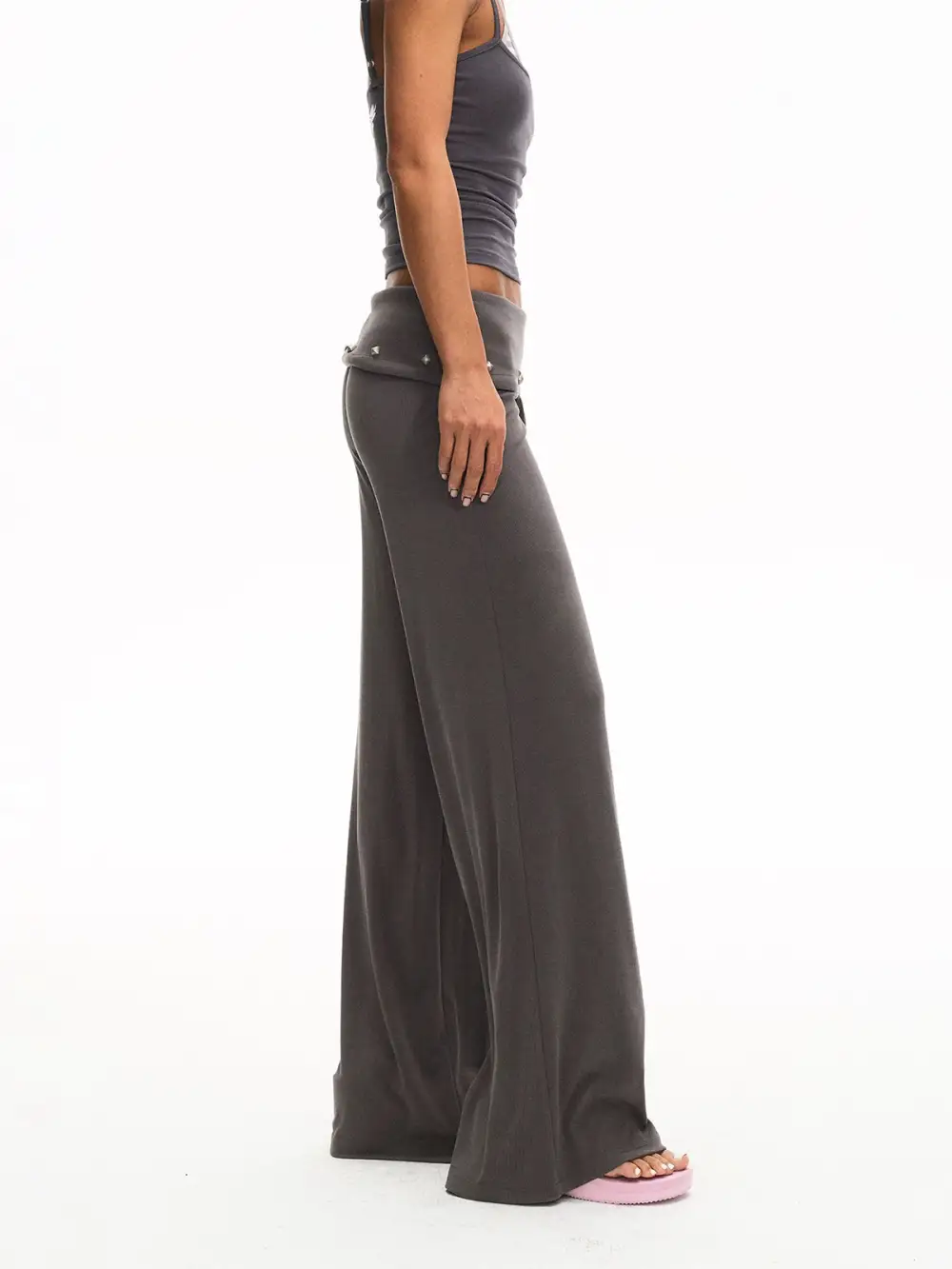 Wide-Leg Relaxed Folded-Waist Pants