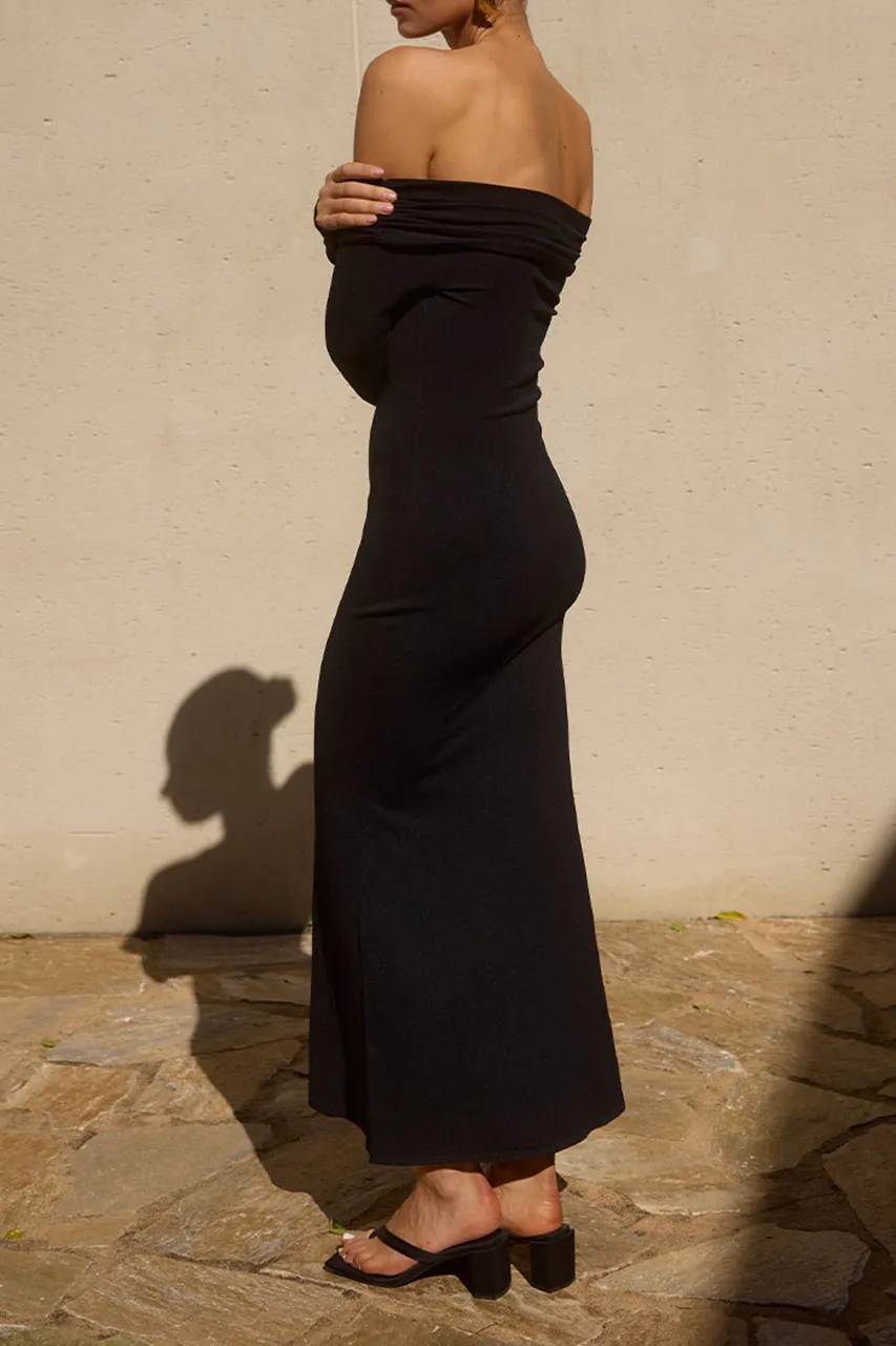 Off Shoulder Long Sleeve Maxi Dress