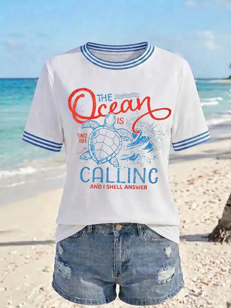 Women's Seas The Day Printed T-shirt