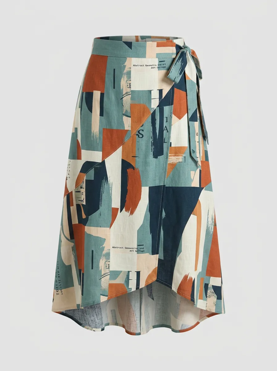 Women's Artistic Abstract Geometric Printed wrap skirt