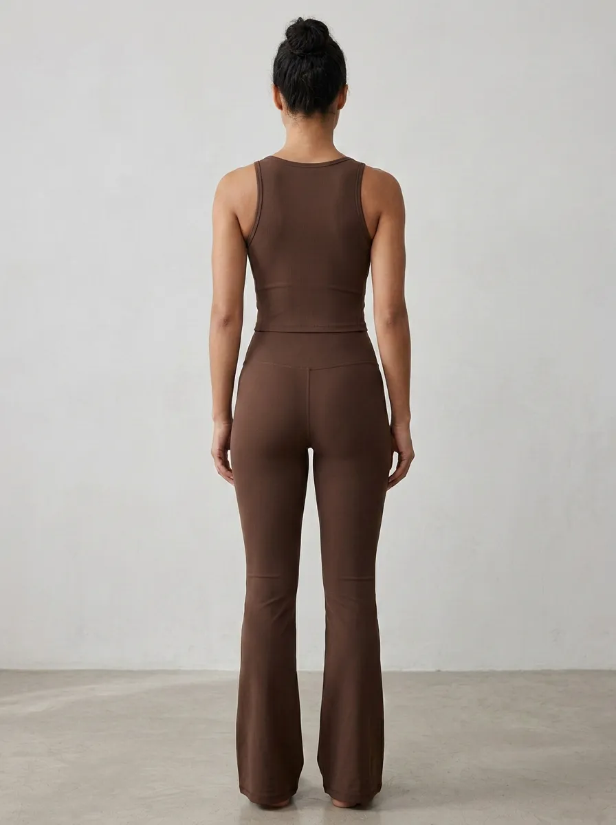 Yoga-Inspired Clean-Line Women's Tank Top Flare Pants Active Set