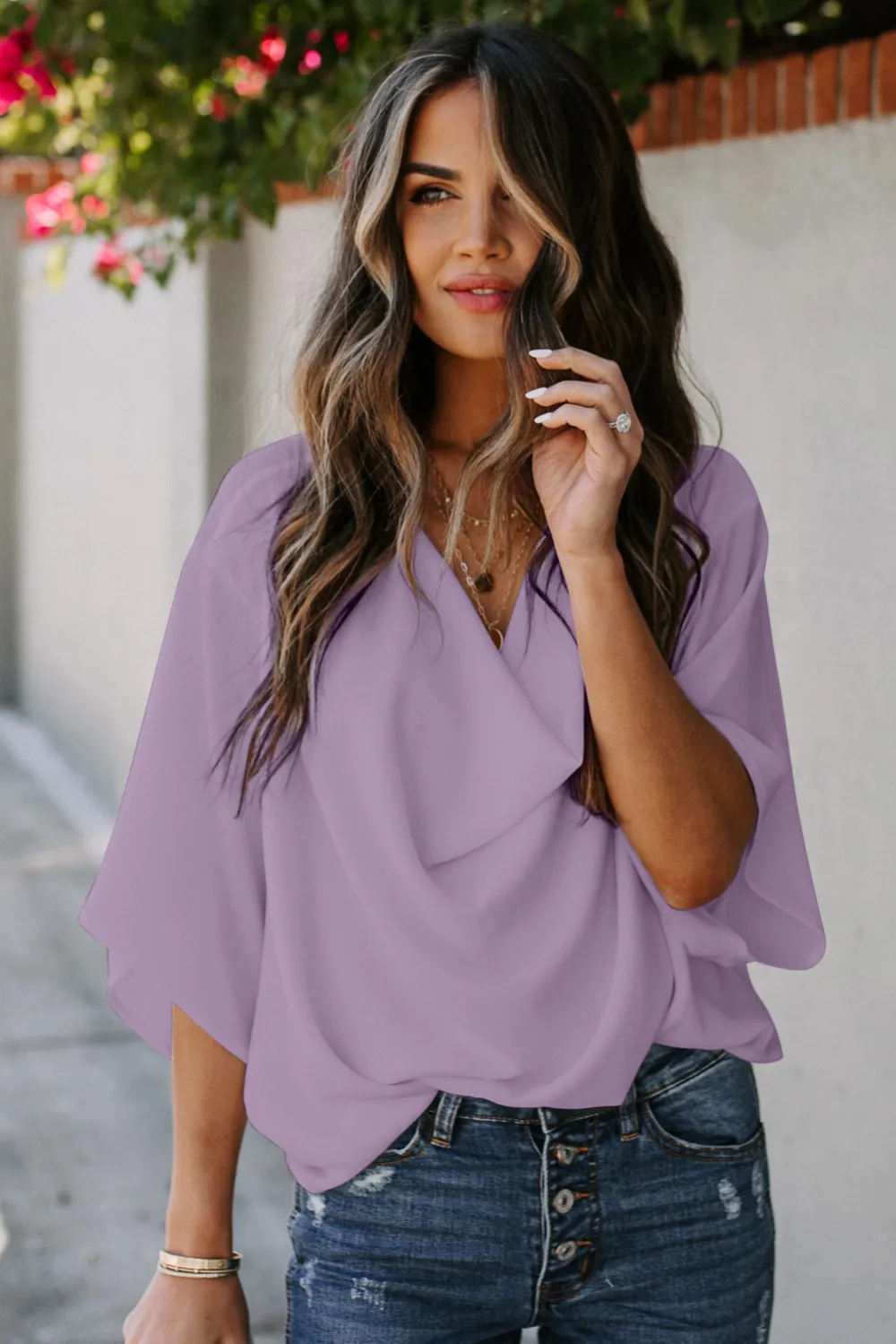 Purple Draped Blouse