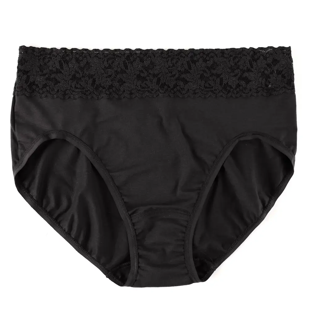 High-Waist Stretch-Lace Cotton French Brief Panty