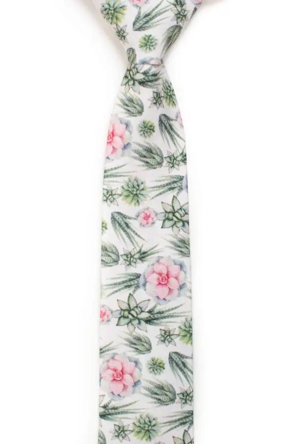Heritage Succulent Botanical Pattern Necktie