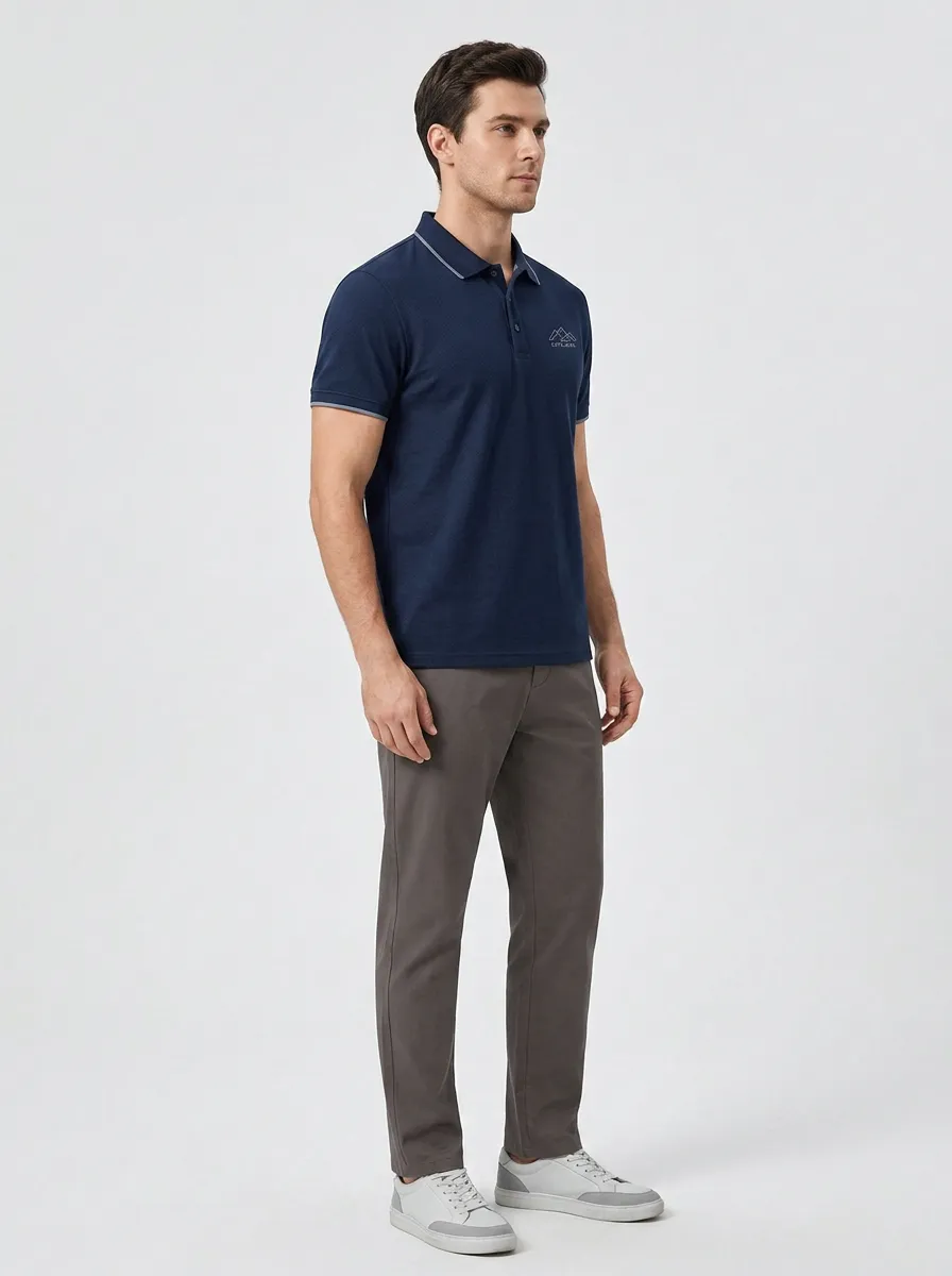 Mountain-Detail -Detail Outdoor-Inspired Men's Polo Shirt