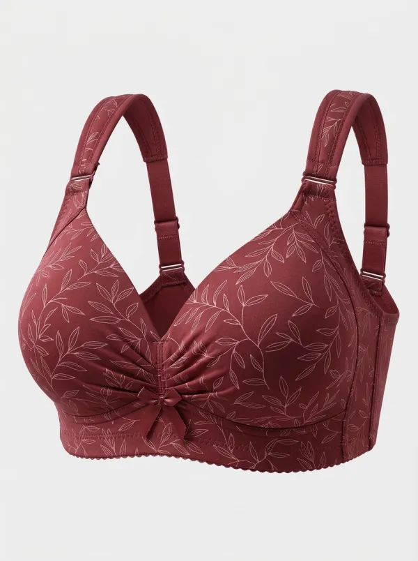 Women's Plus Size Dusty Rose Leaf Full-Coverage Bow-Detail Wireless Bra