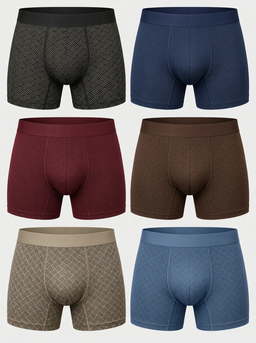 Men's Streamlined Cotton Boxer Briefs with Geometric Motif Print — Three Pack