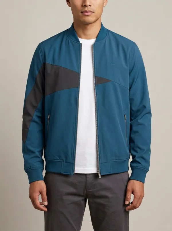 Sporty Colorblock Bomber Jacket