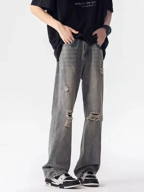 Men’s Plus Size Distressed Loose Jeans