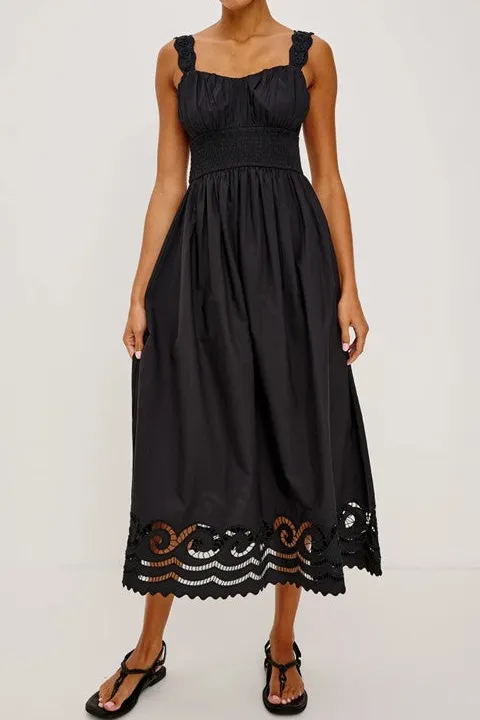 Black Embroidered Sleeveless Maxi Dress