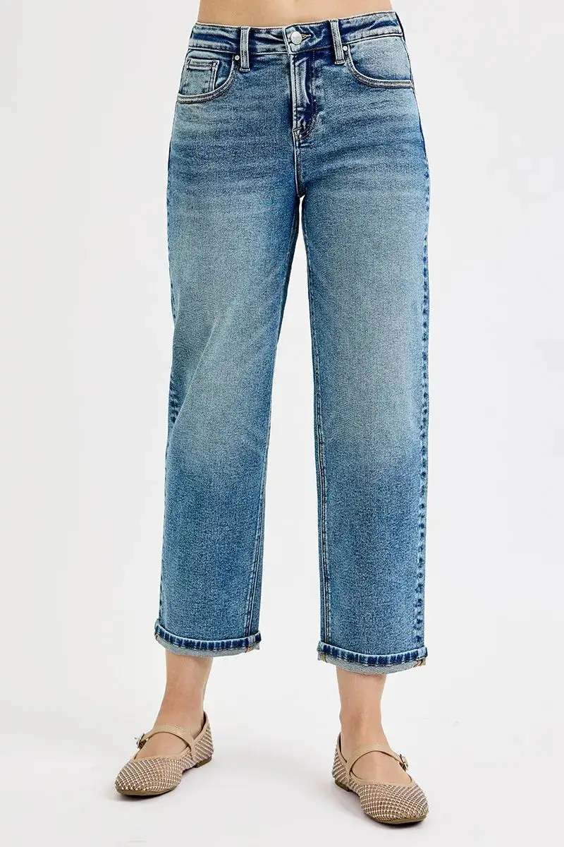 High Rise Crop Boyfriend Plus Denim Jeans