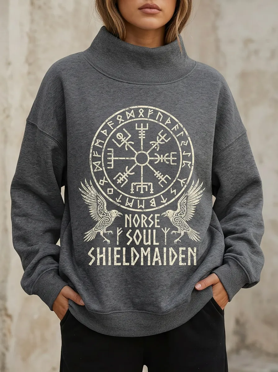Viking Norse Soul Shieldmaiden Casual Hoodie Sweatshirt