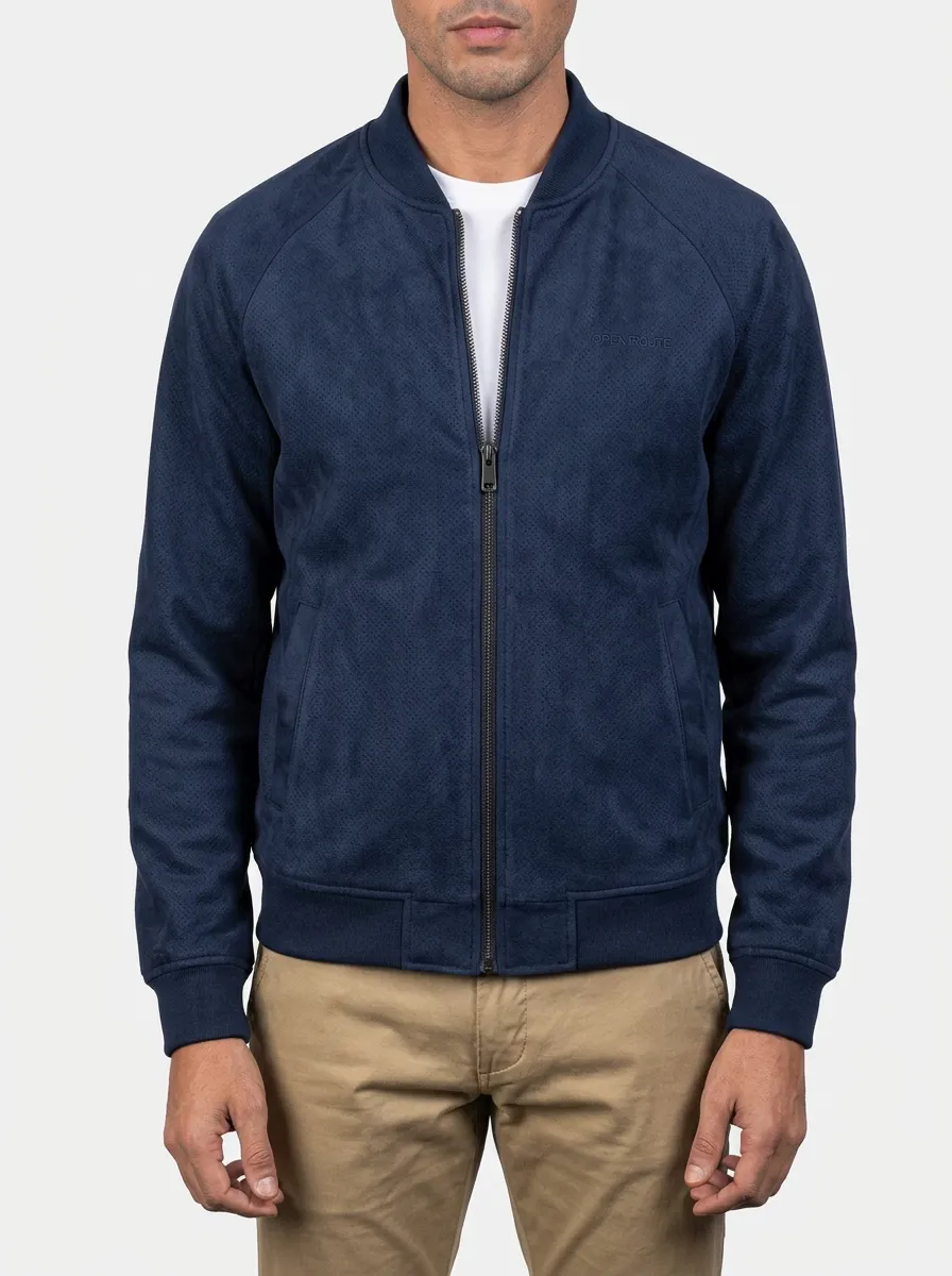 Perforated Suede Bomber Jacket
