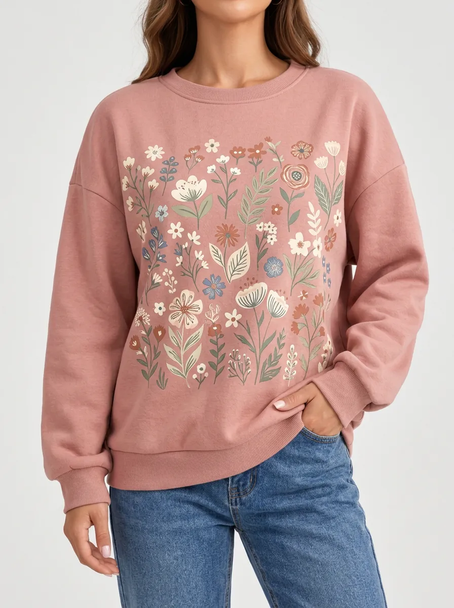 Women's Wildflower and Botanical Artwork Casual Sweatshirt