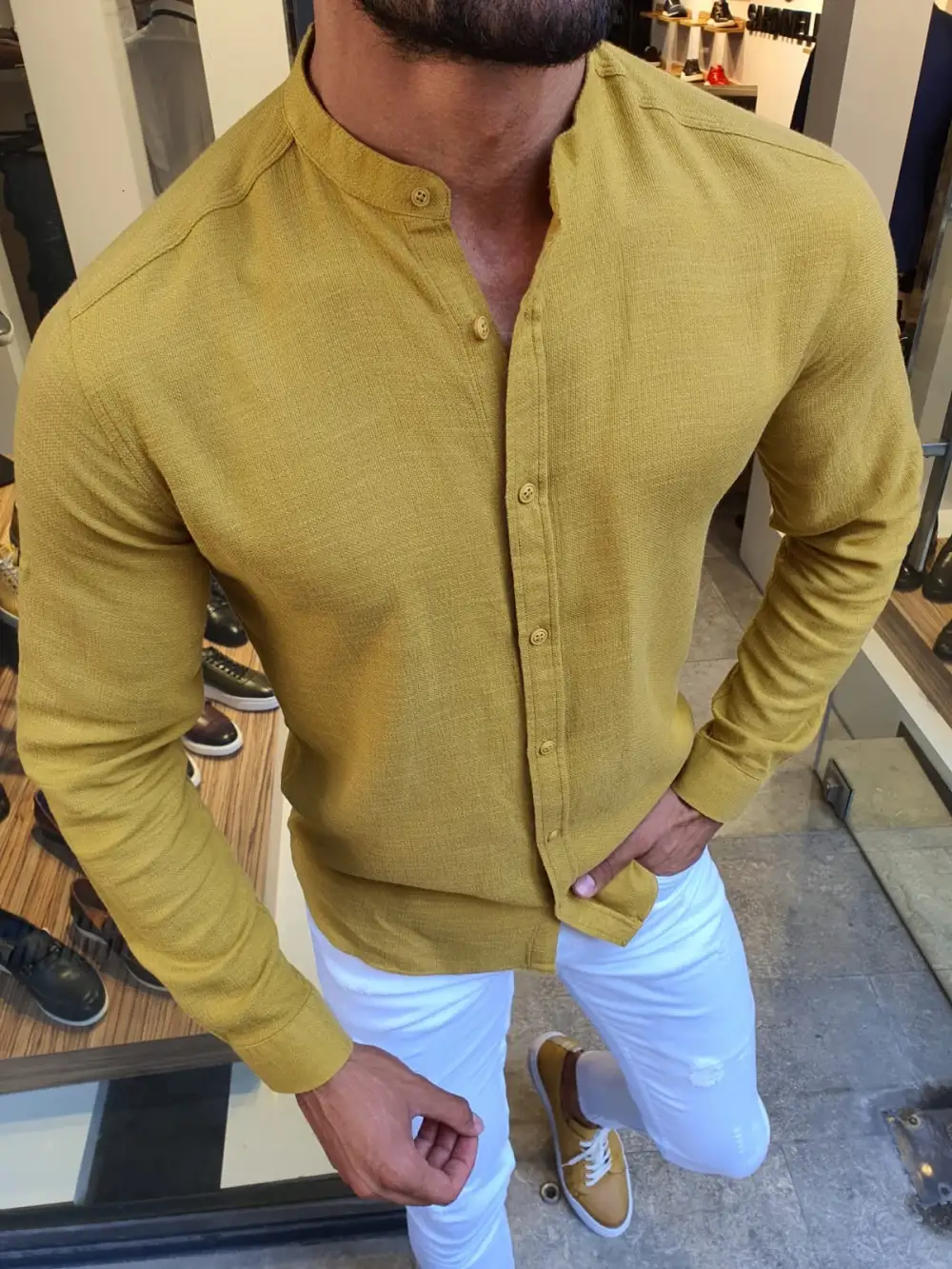 Classic Textured Slim Fit Cotton Casual Shirt