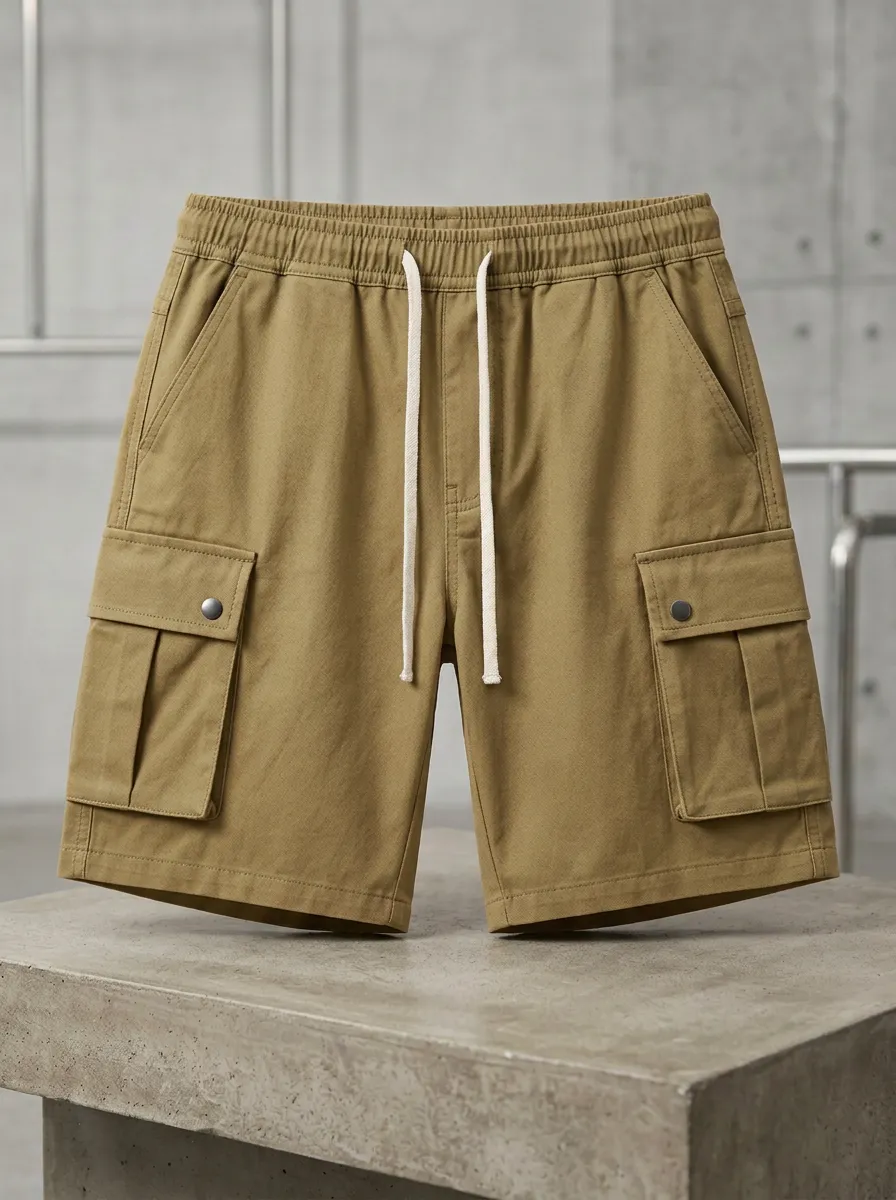 Versatile Pocketed Drawstring Utility Cargo Shorts