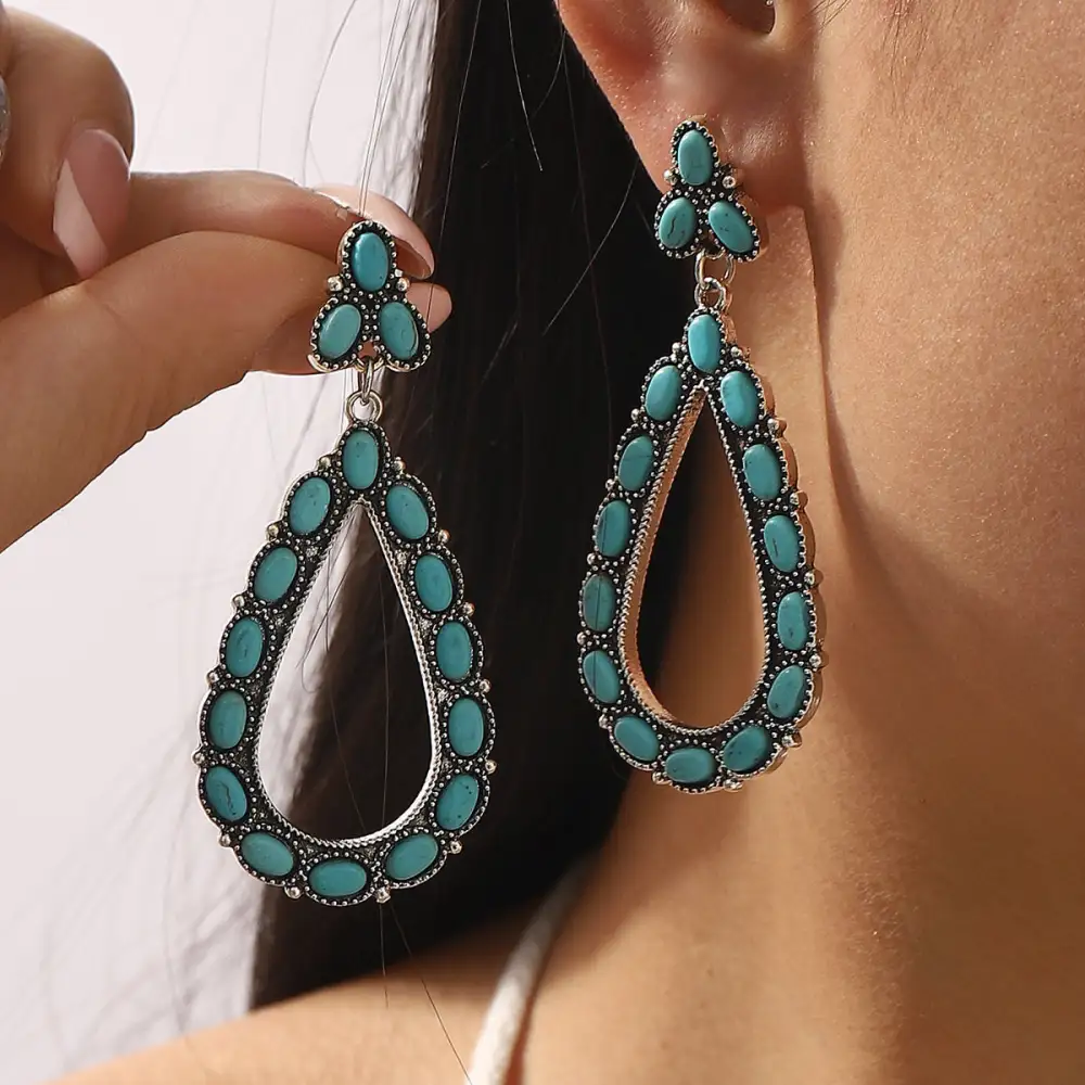 Retro Geometric Star Drop Earrings