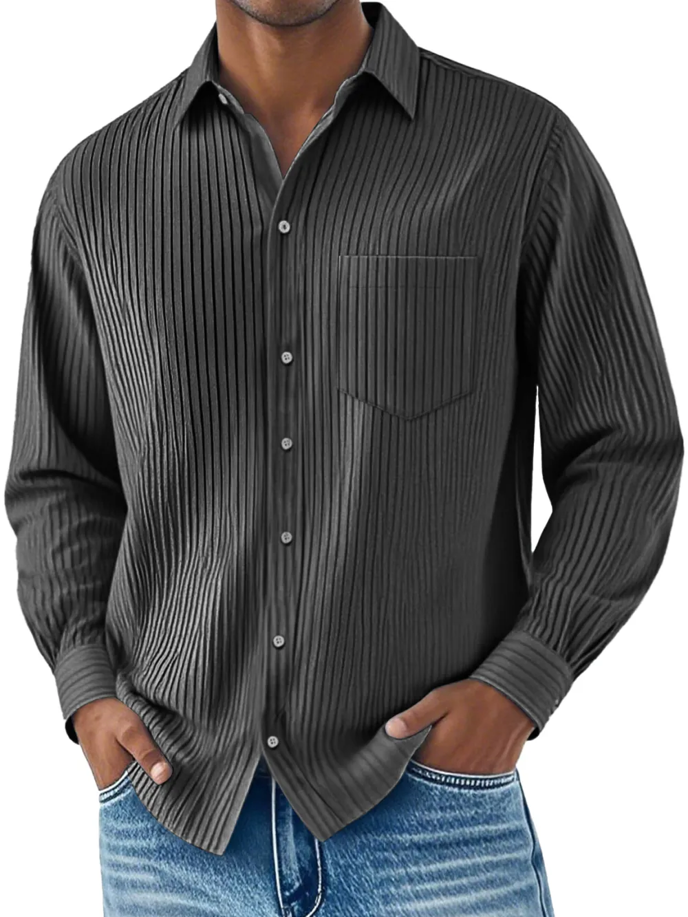 Everyday Ribbed Knit Camp Collar Shirt