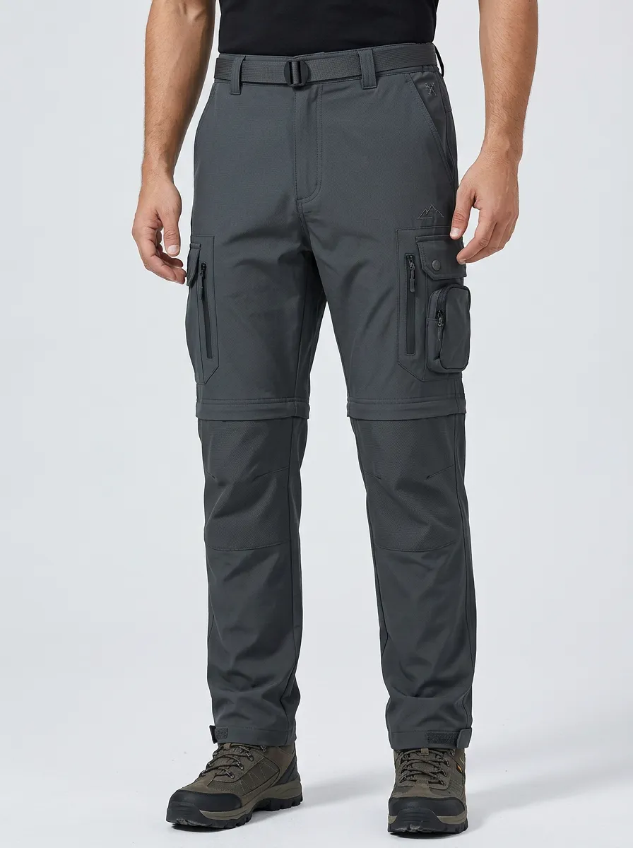 Men's Expedition Hiking Multi-Pocket Waterproof Zip-Off Tactical Cargo Pants