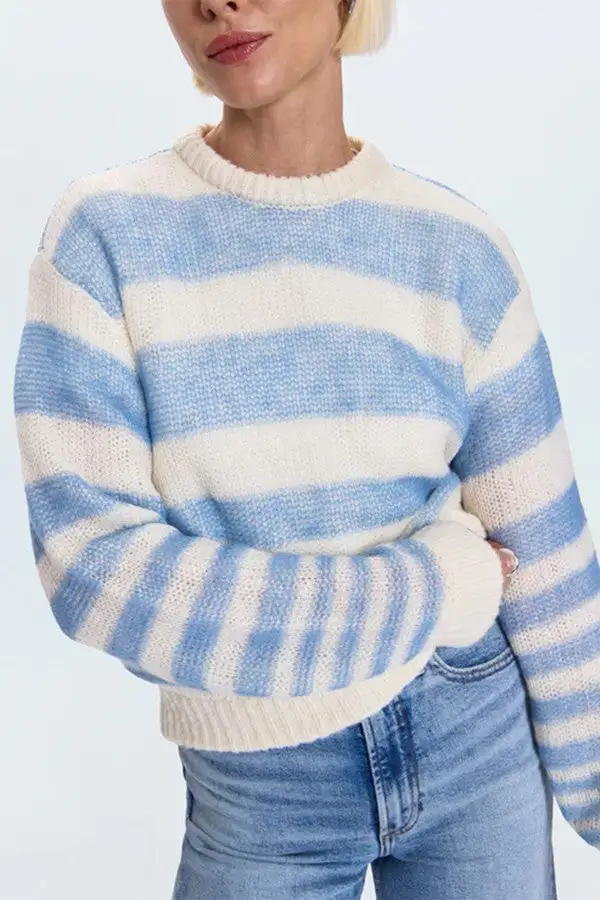 Light Blue Horizontal Striped Sweater