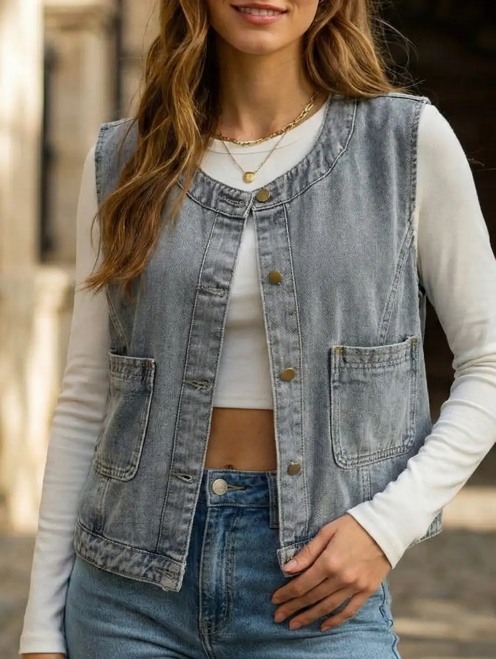 Denim Vest Sleeveless Tank Top