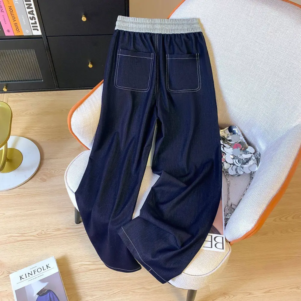 Utility High Waist Loose Fit Soft Denim Wide Leg Pants