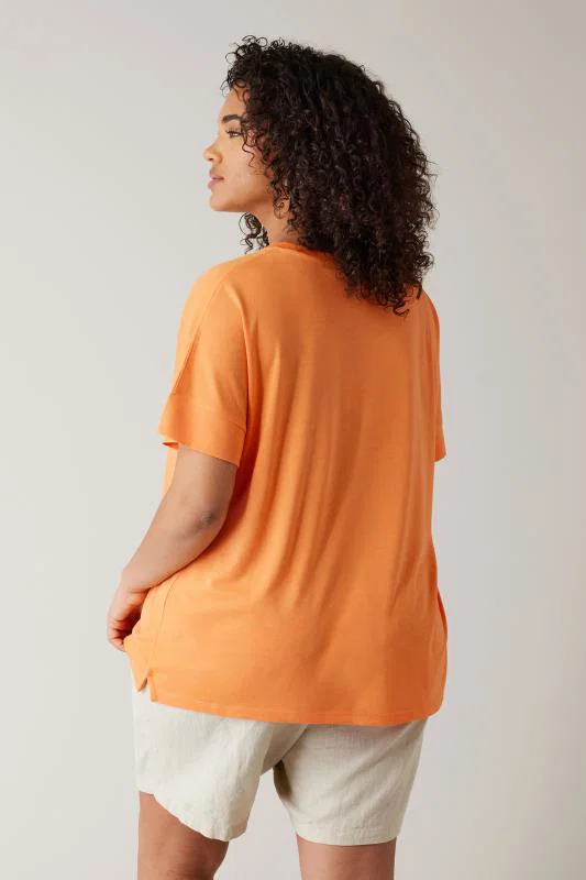 Orange V-Neck Modal Rich T-Shirt detail 2
