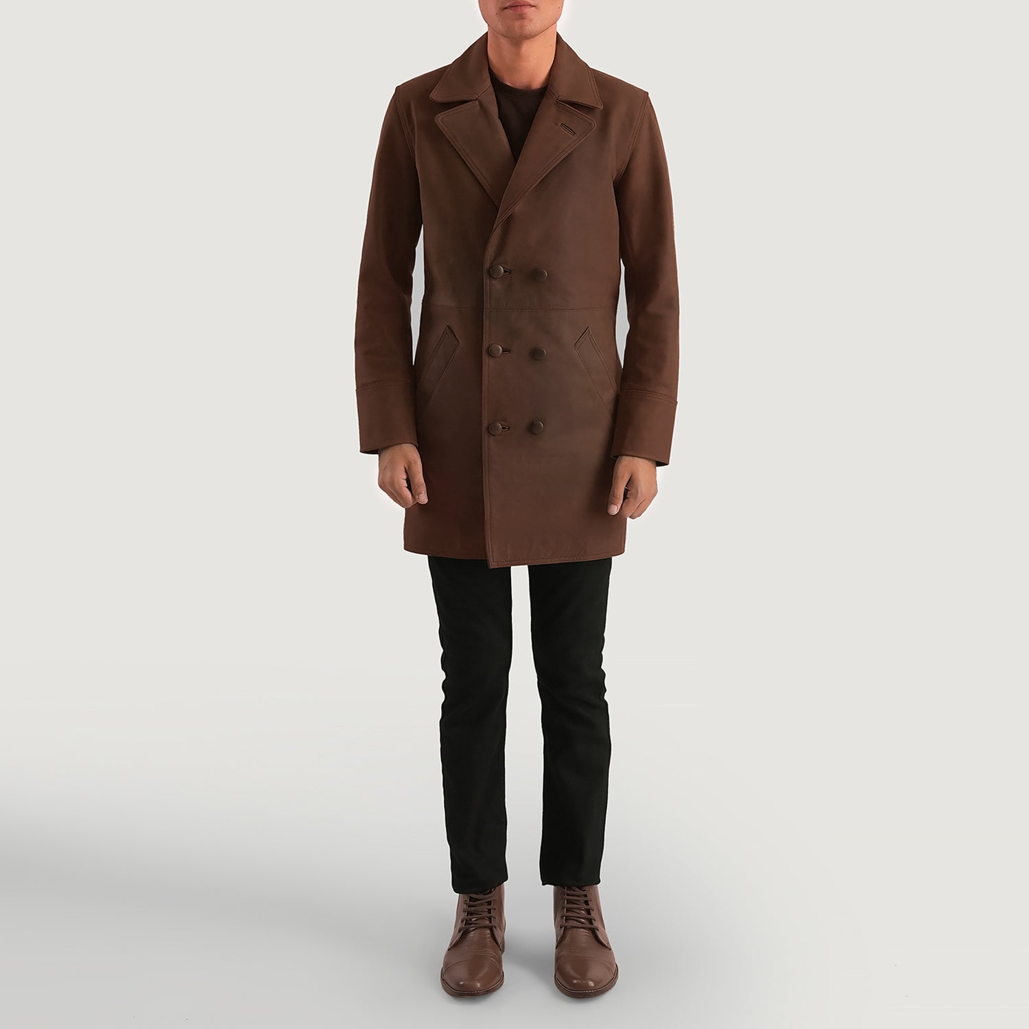 Men's Structured Leather Coat