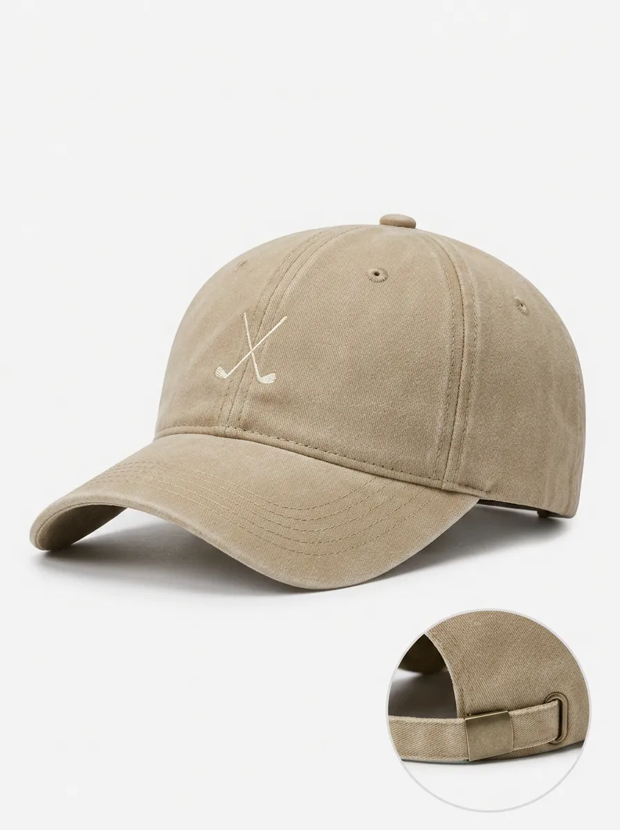 Crossed Clubs Embroidery Unisex Golf Baseball Cap