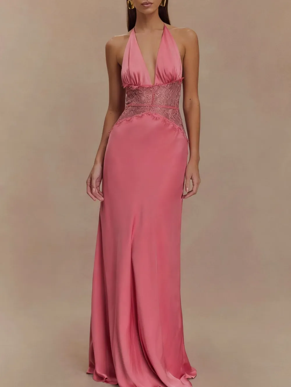 Polished Detail Lace Maxi Dress