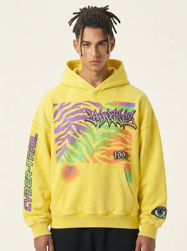 Unisex Urban Streetwear Graffiti Tiger Hoodie