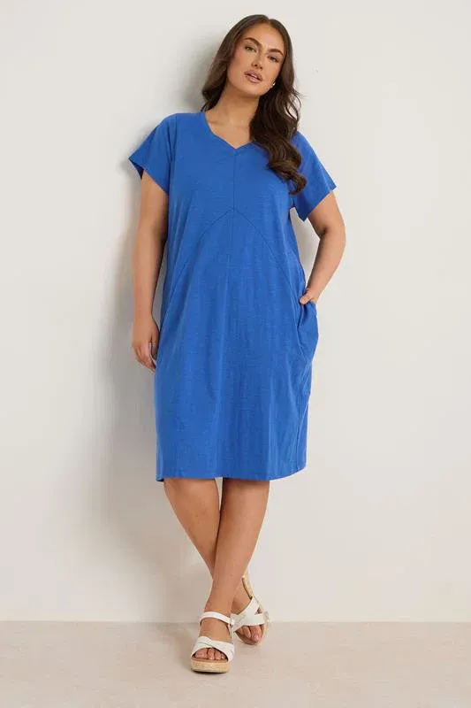 Cobalt Blue Premium Cotton Mini Dress