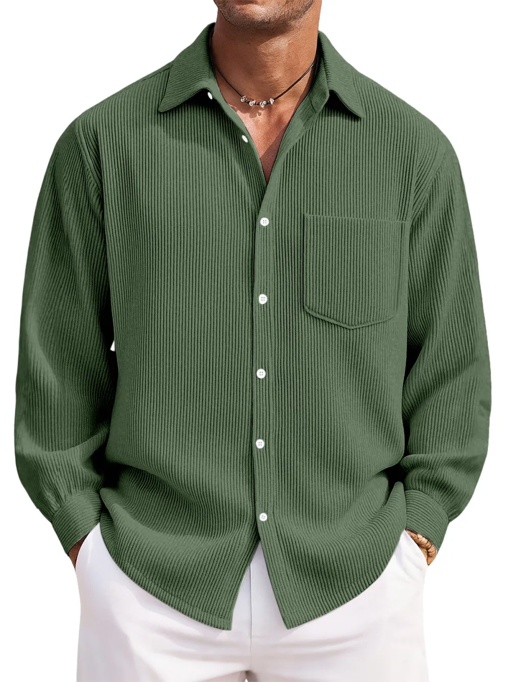 Corduroy Button Front Shirt