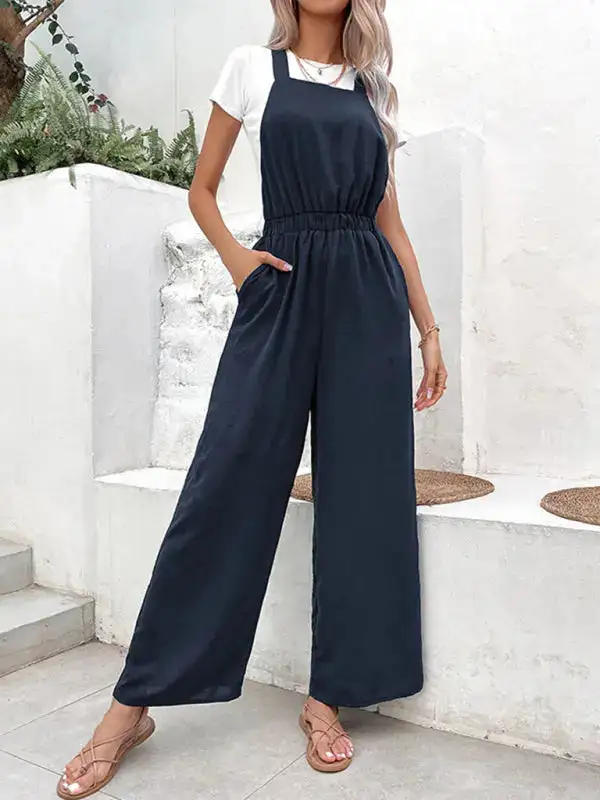 Stretch Elastic Bib Overall Jumpsuit Belt