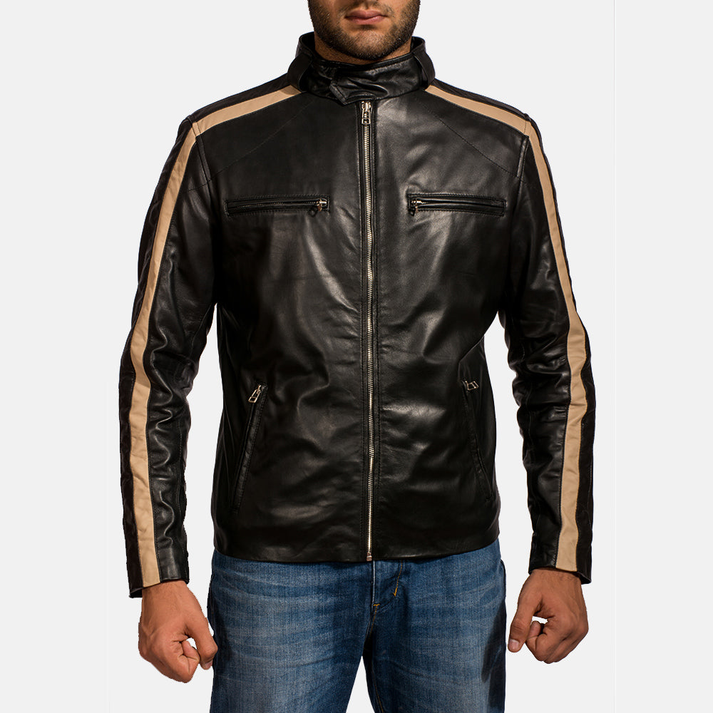 Men's Classic Clean Line Biker Leather Jacket