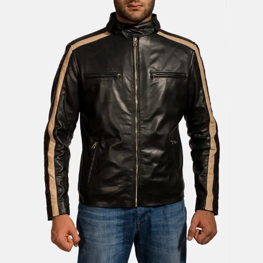 Men's Classic Clean Line Biker Leather Jacket