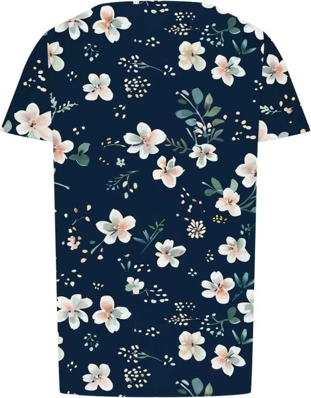 Womens Summer Pleated Front Shirts Tunics Casual Short Sleeved Loose Round Neck Boho Printed Tops Vacation Blouse