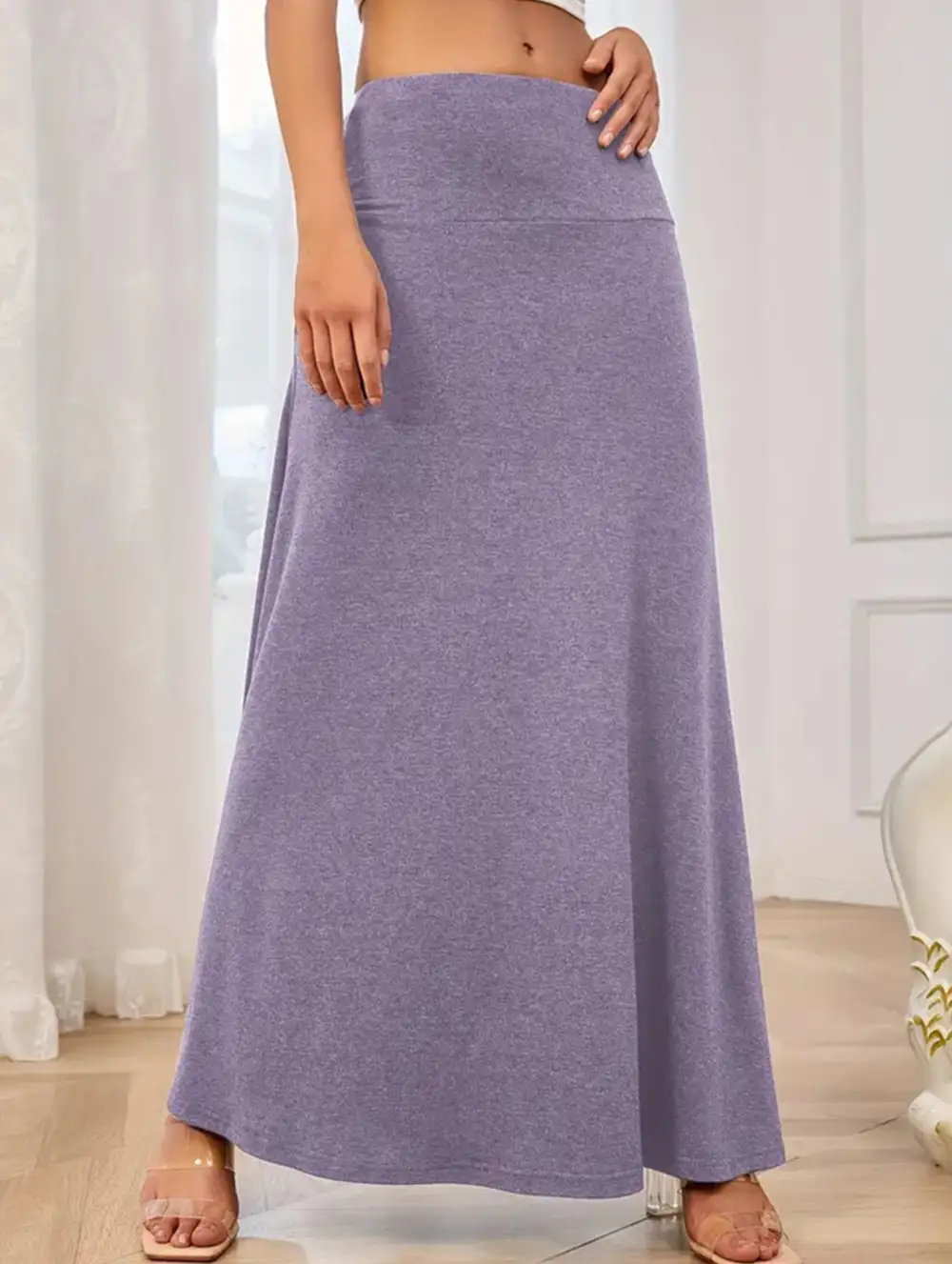 Knit High Waist Midi Skirt