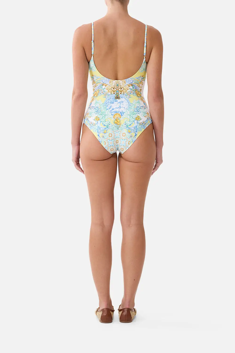 Scoop Neck One-Piece Swimsuit with Scoop Back