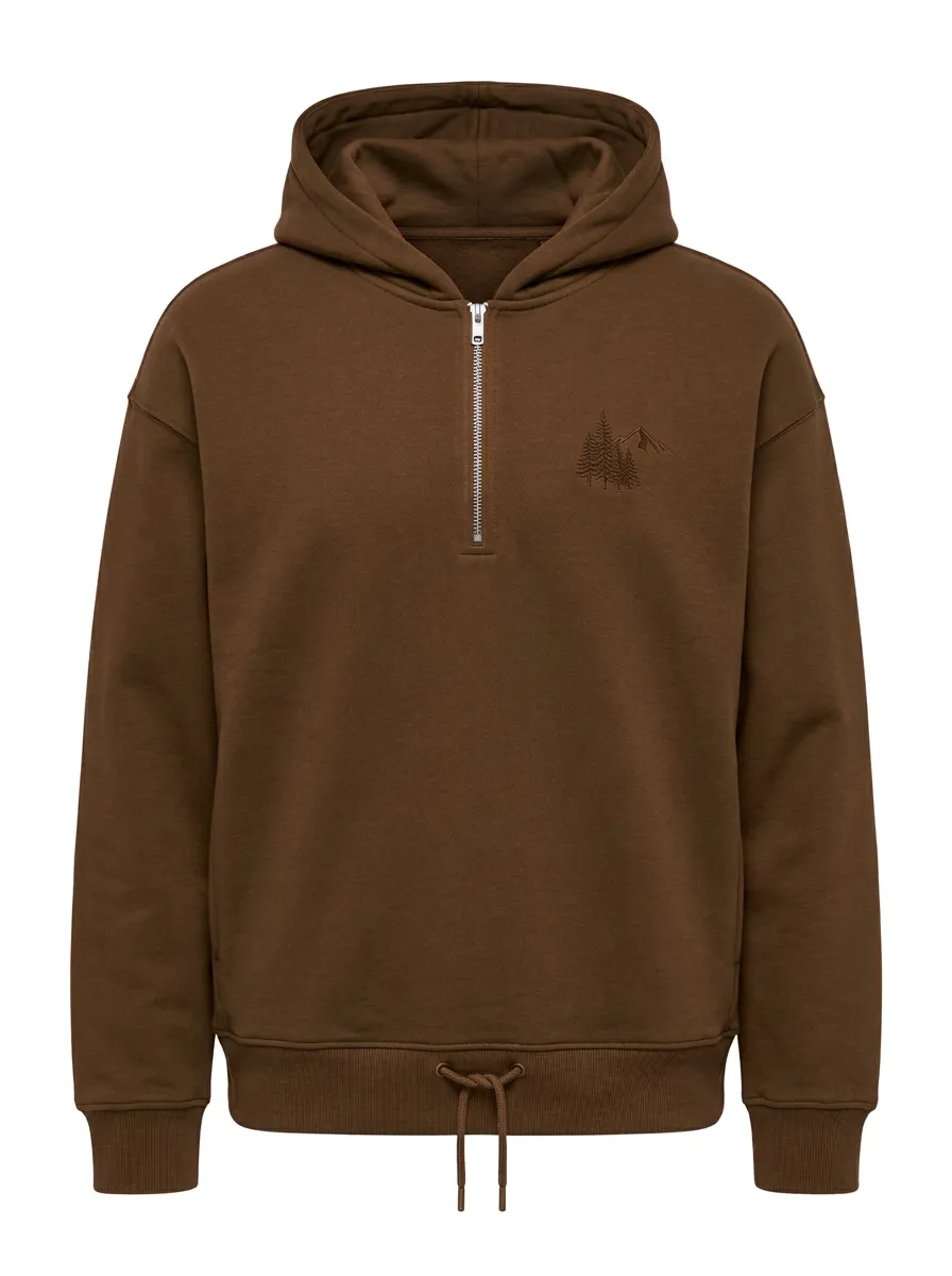 Men's Mountain Pine Tree Graphic Quarter-Zip Hoodie
