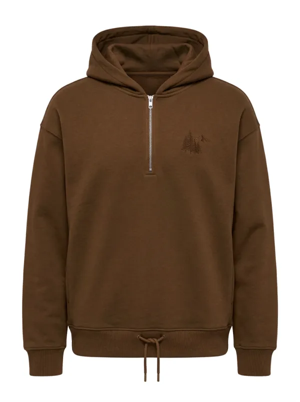 Men's Mountain Pine Tree Graphic Quarter-Zip Hoodie