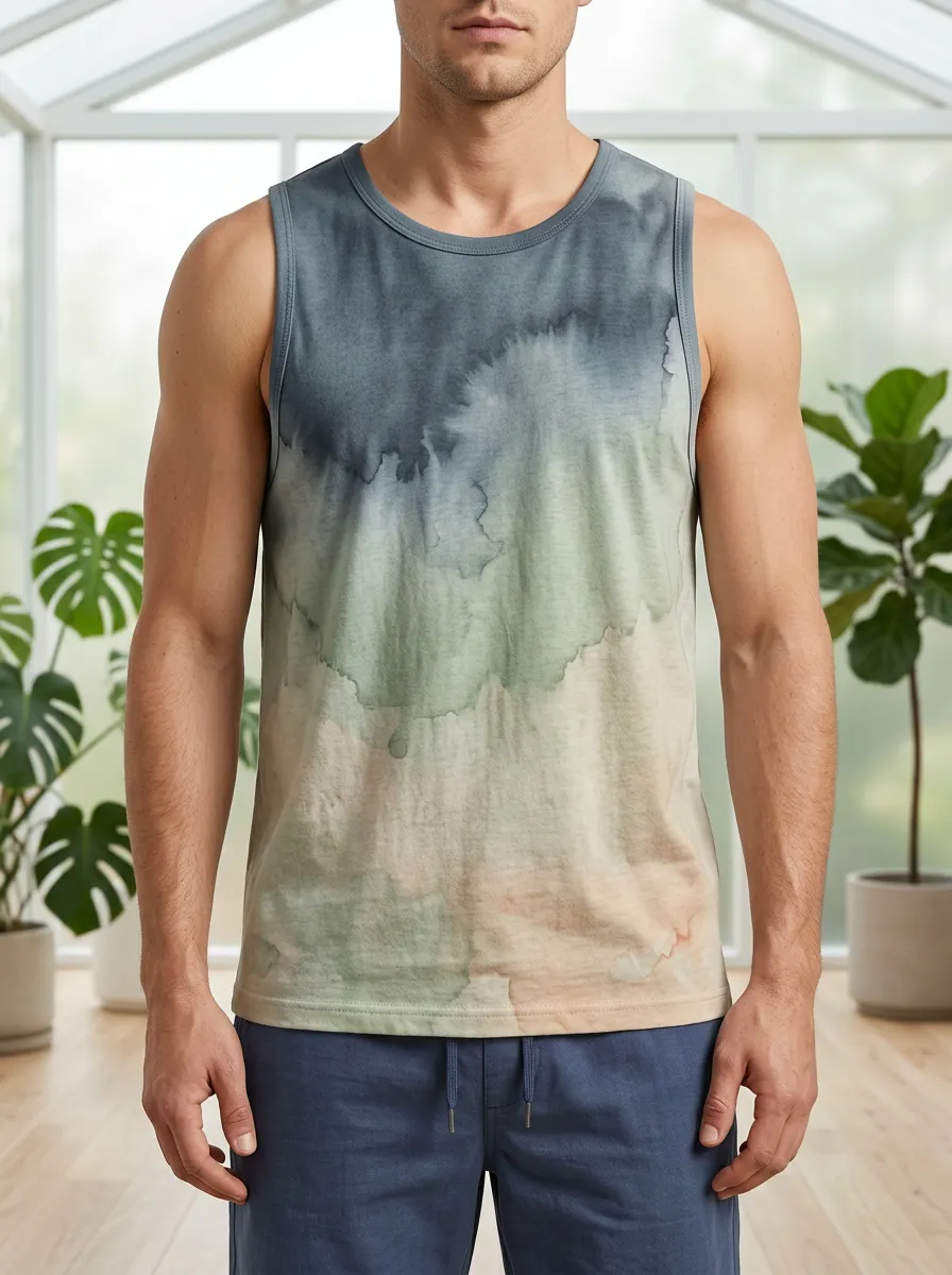 Men's Watercolor Gradient Abstract Tank Top