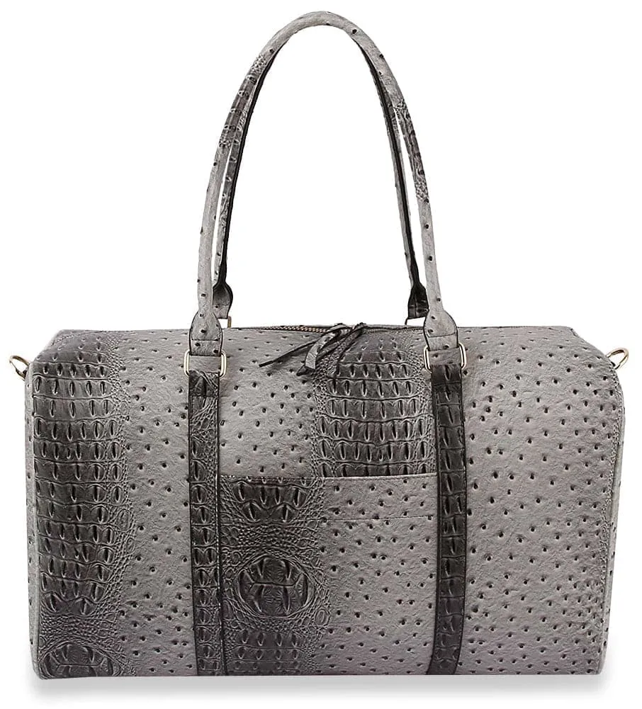 Relaxed Detail Embossed Pocketed Faux Leather Travel Carry Case