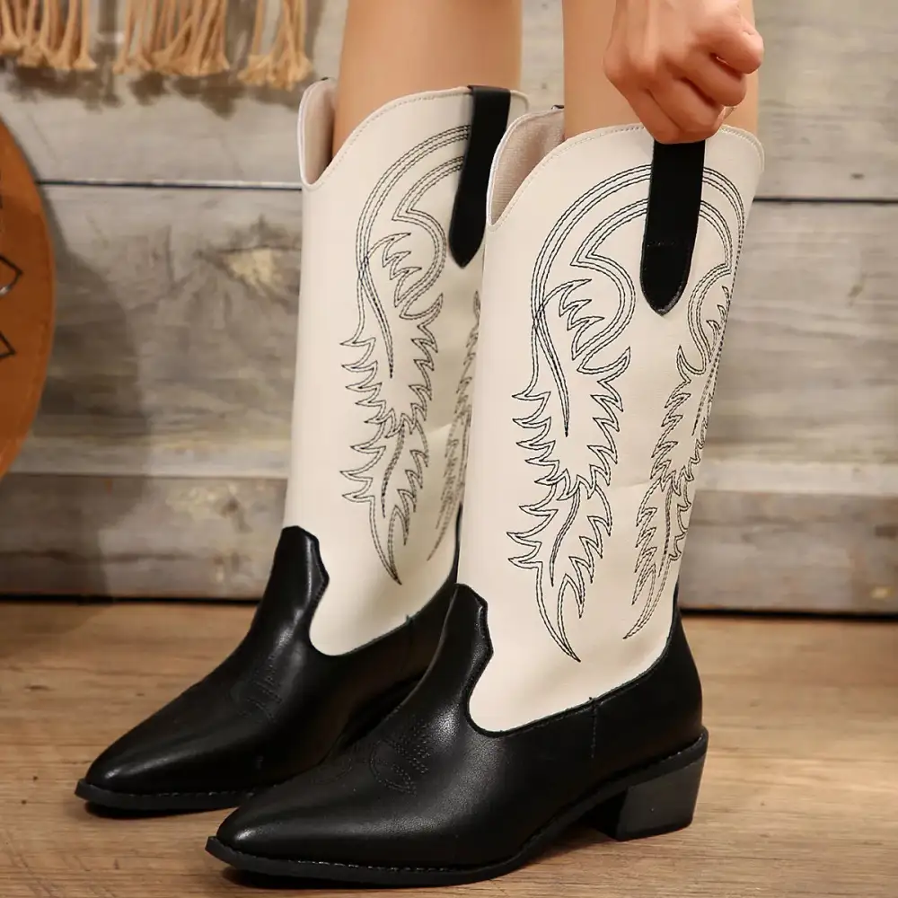 Minimal Pointed Toe Block Heel Boots