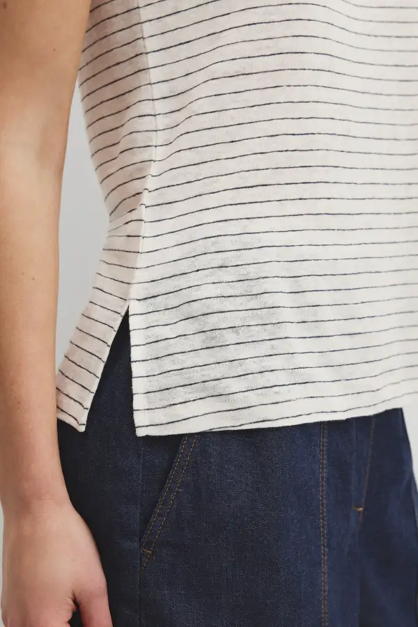 Women's Striped Linen Tank Top