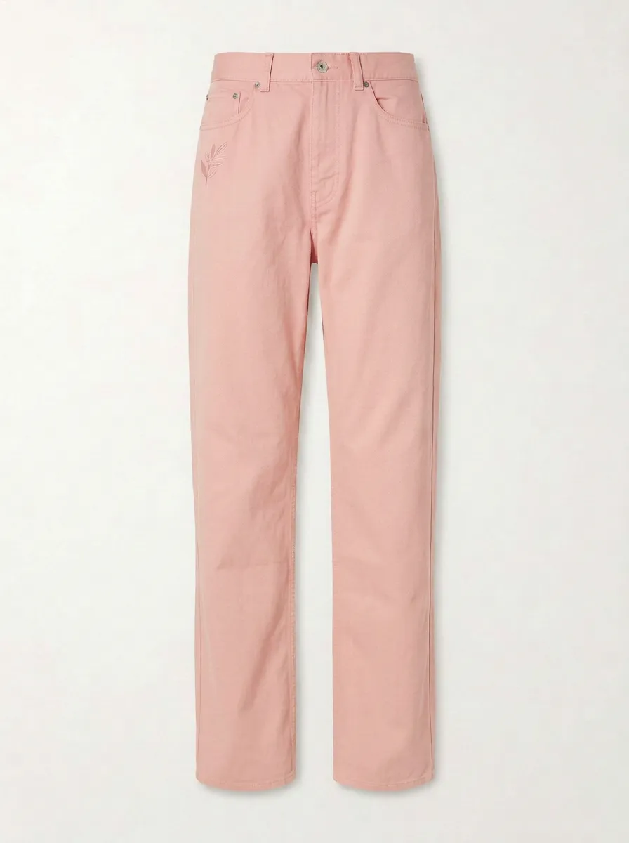 Women's Minimalist Botanical Leaf Printed Mid-Rise Straight Leg Pants